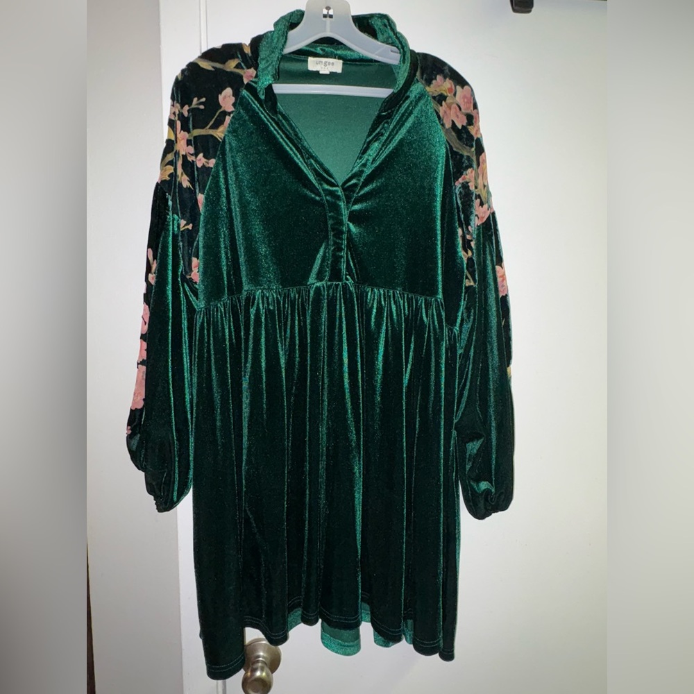 Umgee Emerald Velvet Dress
